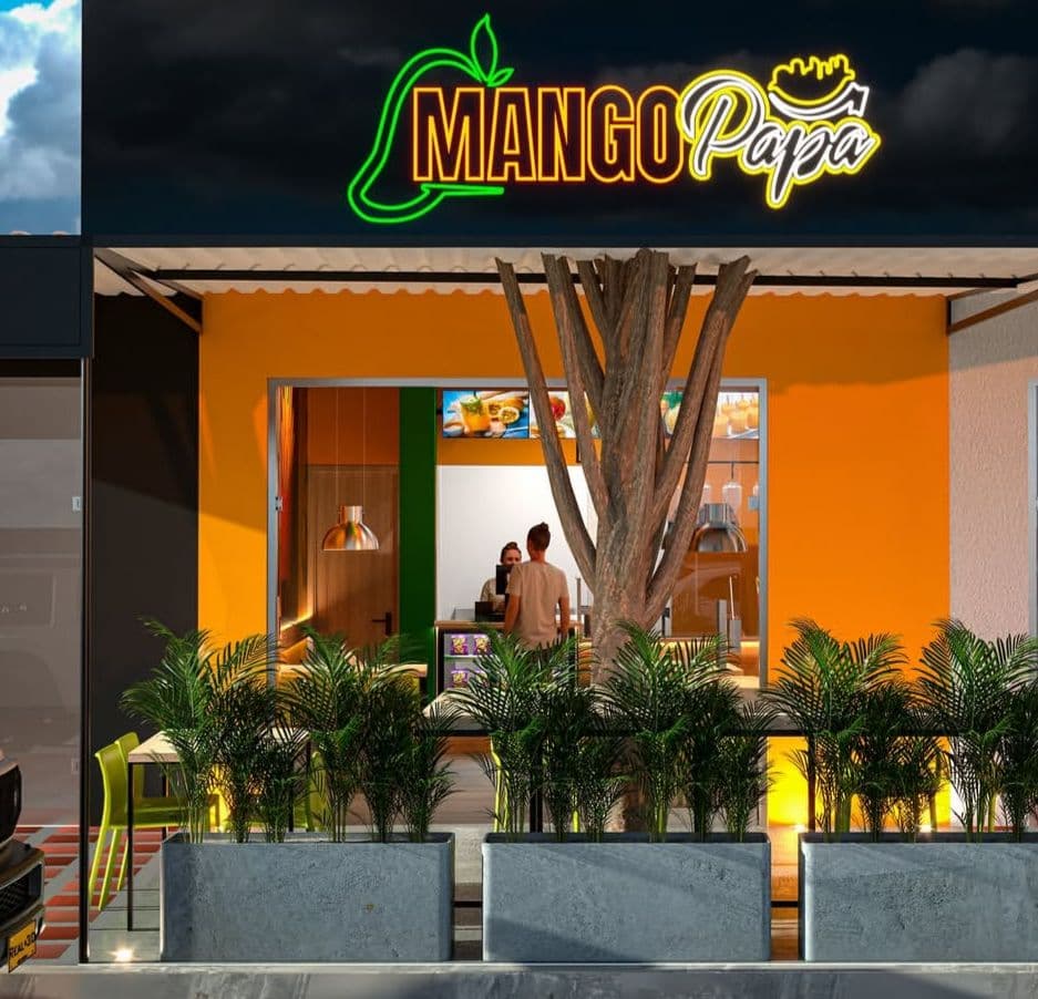 Render 3D fotorealista de fachada comercial